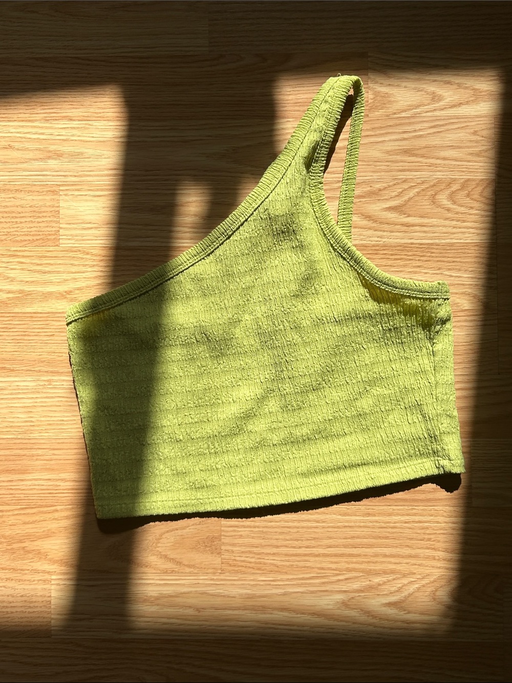 American Eagle Outfitters One-Shoulder Lime Green Crop Top